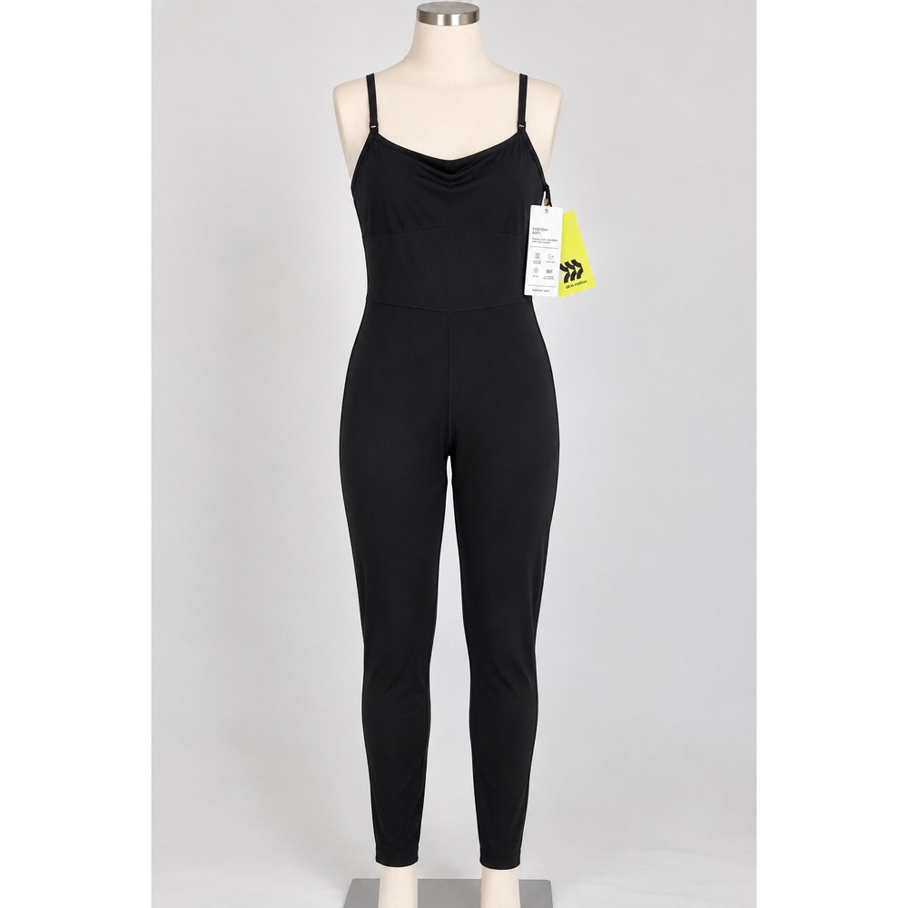 All In Motion Everyday Soft Jumpsuit Black XS Cutout Back Activewear New w/ Tags